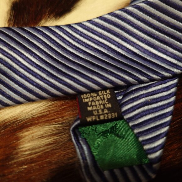 Tommy Hilfiger Black and Lavender Striped Silk Tie - Picture 4 of 4